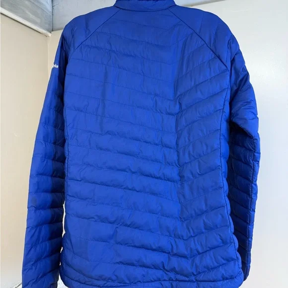 Columbia Puffer Jacket Large Blue Full Zip Coat Pockets Thermal Coil Women’s - Picture 3 of 14